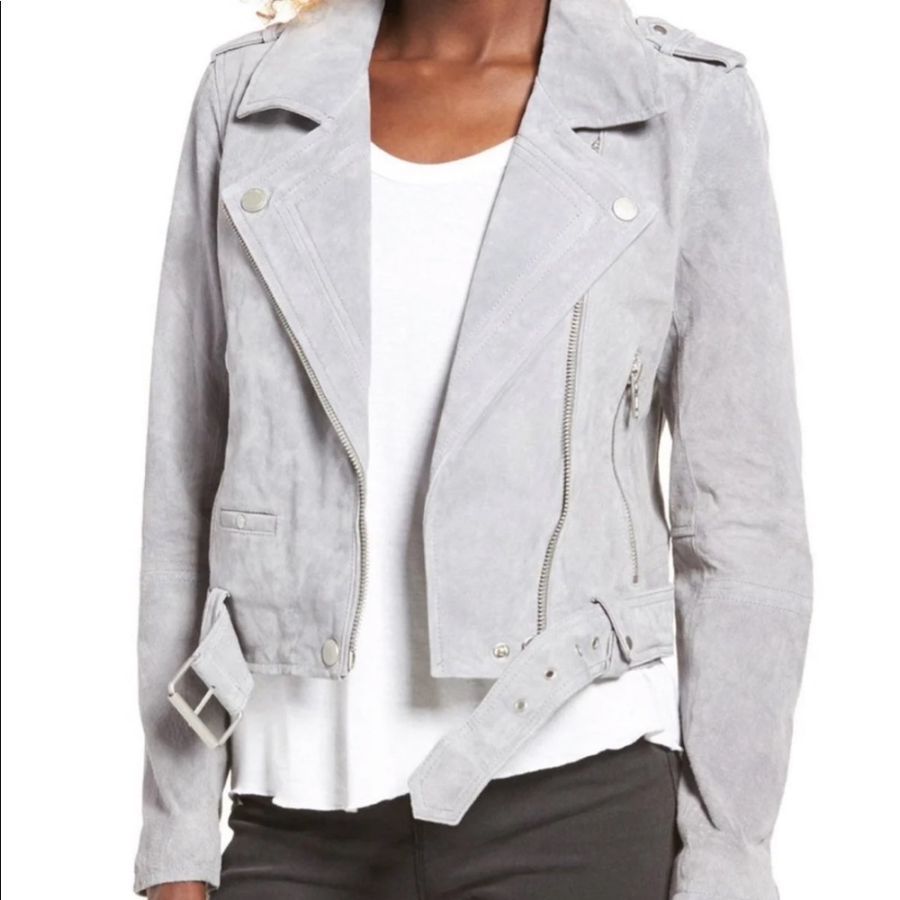 BLANKNYC gray suede moto jacket